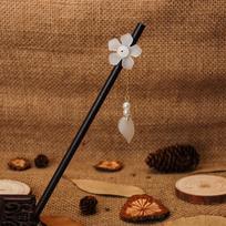 Senovinio stiliaus medinis plaukų segtukas su kutais Hanfu - Ebonmedžio imitacija, Žingsniuojantis dizainas, Moterų kostiumo aksesuaras Epiphyllum Basic