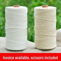 Medvilninė virvė, skirta „pasidaryk pats“, „Zongzi“ vyniojimas, įrišimas, žymėjimas, gobelenas, pynimas ir krabų rišimas 1mm x 100m (White)