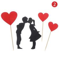 Vestuvinių keksiukų viršūnėlių rinkinys Meilės širdelė Mieli įsimylėjėlių tortų viršūnėlės jubiliejui Valentino dienos vakarėliui Tortų dekoracijos 2