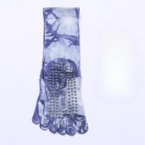 Ladies Spring and Autumn Pure Cotton Color Pilates Yoga Professional Non Slip Mid Barrel Five Finger Socks 1 pair karališkos mėlynos spalvos