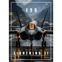Modernus karinis lėktuvas F35 naikintuvas Žaibo reaktyvinis lėktuvas Starto plakatas Naikintuvo skrydis Drobės tapyba Sienų menas Svetainė Namų dekoras 21cm×30cm NoFrame