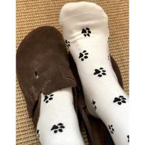 Mielos šuniuko letenėlės kojinės, Moteriškos vidutinio ilgio kojinės, Juodos, baltos ir pilkos spalvos grynos medvilnės kilpinės kojinės 1 pair balta