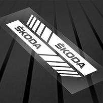 2 vnt. Automobilio juostelių lipdukai Galinio vaizdo veidrodėlio atspindintys lipdukai Dekoracija Skoda Octavia Superb Rapid Kodiaq Karoq Fabia Kamiq Roomster Citigo balta