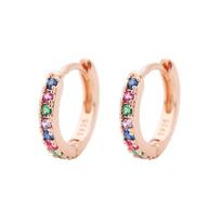 Mini Diamond-Studded Rose Gold Ear Cuff Hoop Earrings, Available in 5-9mm Sizes