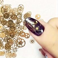 15g/dėžutė Nagų dailės aksesuaras Metalinis krumpliaratis Steampunk Mechaninis laiko krumpliaratis & Kalėdinė dekoracija Dalelė „Pasidaryk pats“ Nagų pakabukai Nagų deimantukai Nagų reikmenys auksas