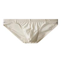 Vyriškos vėsios ledo šilko kelnaitės: Aukštos klasės satinas, minimalistiniai seksualūs apatiniai jauniems vyrams L (suggested 110-130 lbs) smėlis