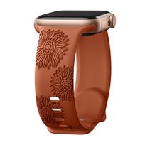 Lazeriu graviruotas saulėgrąžos silikoninis laikrodžio dirželis Apple iWatch - Atsparus vandeniui su 8 formos sagtimi 38/40/41mm (Series 1-9), 42mm (Series 10)