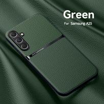 Skirta Samsung Galaxy A25 5G dėklas Prabangus odinis magnetinis laikiklis Telefono dėklas Skirta Samsung A25 A 25 25A 6.44  Atsparus smūgiams galinis dangtelis For Galaxy A25 5G žalia