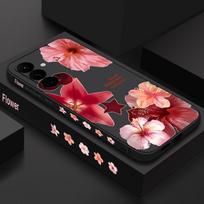 Realistiškas lelijos žiedo telefono dėklas, skirtas Samsung Galaxy A56 A17 A26 A16 A36 A55 A54 A53 A15 S24 S25 FE S25 S22 S23 Ultra Plus, su dirželiu, minkštas dėklas Samsung Galaxy S25 juoda