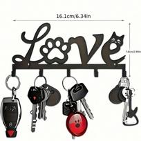 Cat Paw Key Holder Wall Mount Metal Hook Organizer Cute Cat Decor Gift 16x7.5