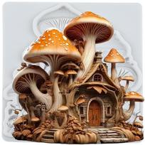 Mushroom House Silicone Molds Mushroom Fondant Mold Cake Decorating Tools Cupcake Topper Candy Chocolate Gumpaste Mold pilka spalva