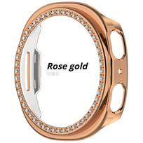 Blizgus deimantinis dėklas, skirtas Samsung Galaxy Watch 8 40mm 44mm priedams, tuščiaviduris PC mūrinis apsauginis buferio korpusas, skirtas galaxy watch 8 dangtelis 46mm Galaxy Watch 8 40mm rožinio aukso spalvos