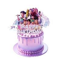 Gimtadienio vakarėlio dekoravimo rinkinys Teminis baneris Torto viršūnėlės ir spiraliniai balionai K-POP muzikos šokių tema Šventė Rožinės spalvos mergaičių vakarėlio reikmenys B