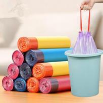 Dideli Stori Nešiojami Šniūreliu Užtraukiami Šiukšlių Maišeliai Virtuvėms, Bendrabučiams, Biurams ir Namų Naudojimui - Vienkartiniai Valymo Maišeliai 12 Bags per Roll Unpackaged
