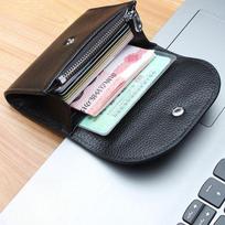 Mini piniginė moterims PU odos kortelių laikiklis Mažas monetų dėklas Užtrauktuku užsegama kišenėlė Keli kortelių skyreliai Nešiojama delninė piniginė juoda