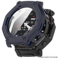Tempered Glass Case For Amazfit T REX 3Pro 44mm Screen Protector Hard PC Bumper Protective Cover for T-REX3Rro 48mm Accessories For T-REX 3Pro 44mm mėlyna