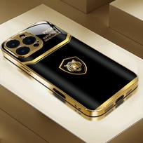 Šaunus auksinio tigro raštas, auksiniai metaliniai dažai, stiklinis telefono dėklas, skirtas iPhone 17 16 15 14 13 12 11 Pro Max 15 Plus 17 Air 16E, dangtelis iPhone 14 Pro black