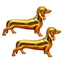 Pack of 2 Solid Brasses Dachshund Dog Detailed Animal Miniature Sculpture Collectible Ornament Decorative Home Accent Gift 1