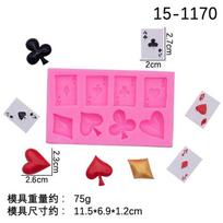 1 Pcs Poker Silicone Sugarcraft Mold Resin Tools Cupcake Baking Mould Fondant Cake Decorating Tools rožinė