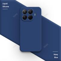 Square Liquid Soft Silicone Phone Case for Xiaomi 15T Pro 15TPro 5G Funda Simple Shockproof Camera Protection Classic Back Cover xiaomi 15T tamsiai mėlyna spalva