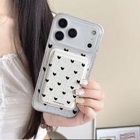 Full screen Polka Dot Heart For Magsafe wallet Magnetic Card holder Phone Case For iPhone 16 13 16 15 12 14 17 Pro Max 16E Cover iPhone 15 Plus