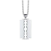 Stainless Steel Razor Blade Pendant Necklace Long Chain 60CM Hip Hop Style Unisex Jewelry Durable Titanium Steel Material One Size