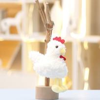 Mielas vištos pliušinis žaislas su raktų pakabuku krepšio dekoravimui ir dovanai BrownRooster beige