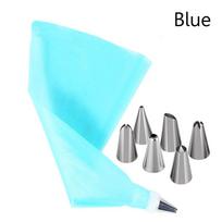 Kitchen Fondant Stainless Steel Cupcake Ice Cream Tool Pastry Bag Icing Piping Nozzles Baking Mold mėlyna