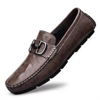 Genuine Leather Men's Casual Shoes Fashion Lightweight Lazy Shoes Male Breathable Slip-on Flats Driving Shoes Loafers Moccasins 37 ruda