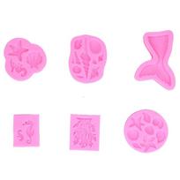 6pcs Silicone Silicone Molds Conch Seagrass Seahorse Fondant Molds  Cake Birthday Wedding Decoration