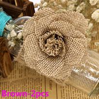 Rose Heads Party Supplies Jute Burlap Retro Wedding Decoration Handmade Flowers Natural Hessian 2pcs