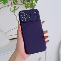 For Magsafe Magnetic Wireless Charging Liquid Silicone Shockproof Phone Case For iPhone 17 Pro Max/17/17 Pro Bumper Back Cover iPhone17 tamsiai violetine spalva