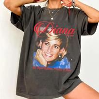 Diana Princess of Wales T-Shirt: 90s Royal Tribute Tee Summer Men's and Women's Loose and Breathable T-shirt Top S