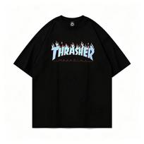 2016 Vasaros Thrasher Skeitbordisto Žurnalo Raidžių Spaudos Marškinėliai Vyrams Moterims Oversized Medvilniniai Trumpomis Rankovėmis Kasdieniai Streetwear Marškinėliai Viršus M juoda