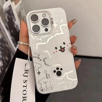 Happy line puppy applies to Apple 17 mobile phone case iPhone16 colored silver 14 matte 15 cute 12 cute 13 sets IPhone17ProMax