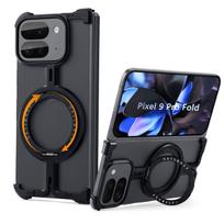 Eary for Google Pixel 9 Pro XL Fold Metal Phone Case With 360° Rotatable Magnetic Kickstand Frameless Bumper Shockproof Covers For Google Pixel 9 Pro XL juoda