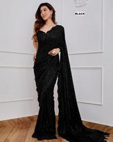 New Launch Heavy Designer Georgette Saree gray