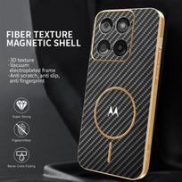 Verslo anglies pluošto tekstūros dėklas, skirtas Motorola Signature Edge 70 Pro Fusion+ 60 50 G87/77/67 G57/47/37 Power, su MagSafe dangteliu Motorola Edge 50 juoda