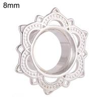 Twinkle Trinket 1vnt Unisex Lotus Flower ausų kištukas su dviguba pliūpsnio išplėtimu auskarų vėrimo ornamentais 8mm sidabras