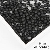 6–16 mm matinio juodo akrilo perlų apvalūs karoliukai, perlų imitacijos karoliukai papuošalams gaminti 6mm 200pcs