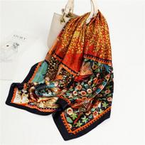 Vasarinis satininis kvadratinis šalikas moterims Prabangus šilko skara plaukų juostos Foulard Hijab Kaklo skarelė Moteriška galvos apdangalai Galvos juosta Bandana 90x90cm