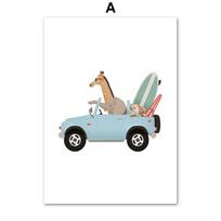 Animacinis filmas Žirafa Dramblys Beždžionė Beždžionė Sienos Menas Drobės Tapyba Šiaurės šalių plakatai ir spaudiniai Gyvūnų sienų nuotraukos Vaikų kambario dekoras 21cm×30cm NoFrame gray