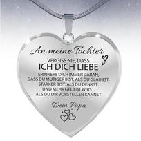 Meine Tochter Ich Liebe Dich karoliai Aukso sidabro spalvos Meilės širdies pakabukas Vokiečių įkvepiantys karoliai Gimtadienio dovanos Papa-Silver