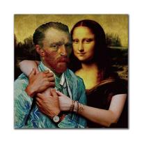 Funny Abstract Van Gogh and Mona Lisa Canvas Paintings Paintings Posters Prints Wall Pictures for Living Room Wall Decor Cuadros 20X20cm Unframed