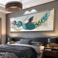 Šiuolaikinės prabangios auksinės plunksnos auksinės folijos elnio drobės tapyba Sienų menas Abstrakčių Šiaurės šalių plakatų spaudiniai svetainės dekoravimui 20x60CM NO Frame rutulys mėlynos spalvos