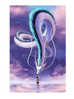 Japonijos anime filmas „Svaigintas“ Plakatas Drobės paveikslas Baltasis drakonas Ogino Chihiro Sienos menas Gyvenamasis kambarys Namų dekoravimas Cuadros 21x30cm No Frame