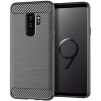 Smūgiams atsparus silikoninis dėklas, skirtas Samsung S9 plus Galaxy S9+ anglies pluošto dėklas, skirtas galaxy s9plus šlifuotos tekstūros telefono dangtelis Samsung S9 Plus juoda