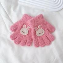 Baby Glove Fashion Animacinių filmų gyvūnas Triušis Meška Gėlėtos pirštinės mažyliui berniukui mergaitei rudeninės žiemos šiltos pirštinės 1-3 metų kūdikiui tamsiai rausva spalva