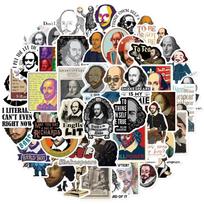 10/50PCS Retro William Shakespeare stickers Aesthetic graffiti Stickers for DIY Luggage Laptop Skateboard Bicycle Stickers 10pcs gray