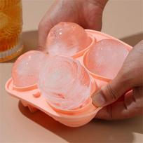 3D dideli ledo kubelių padėklai Rožių ledo formelės 4 milžiniškos mielos gėlės formos ledo silikoninė forma kokteiliams Sulčių viskio šaldiklis rožinė